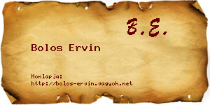 Bolos Ervin névjegykártya